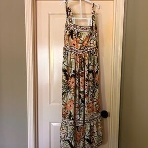 Floral Maxi Dress with Tropical Print